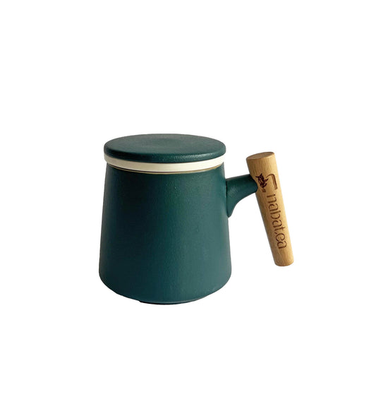 Ceramic Mug with Lid - Dark Green