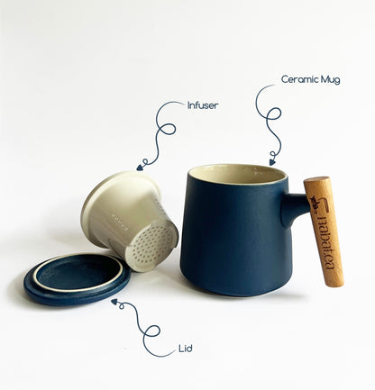 Ceramic Mug with Lid - Navy Blue